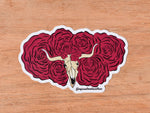 Western Rose Steer Skull Sticker