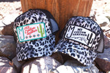 MJ Custom Leather Logo Hats!!(Black and White Cheetah)
