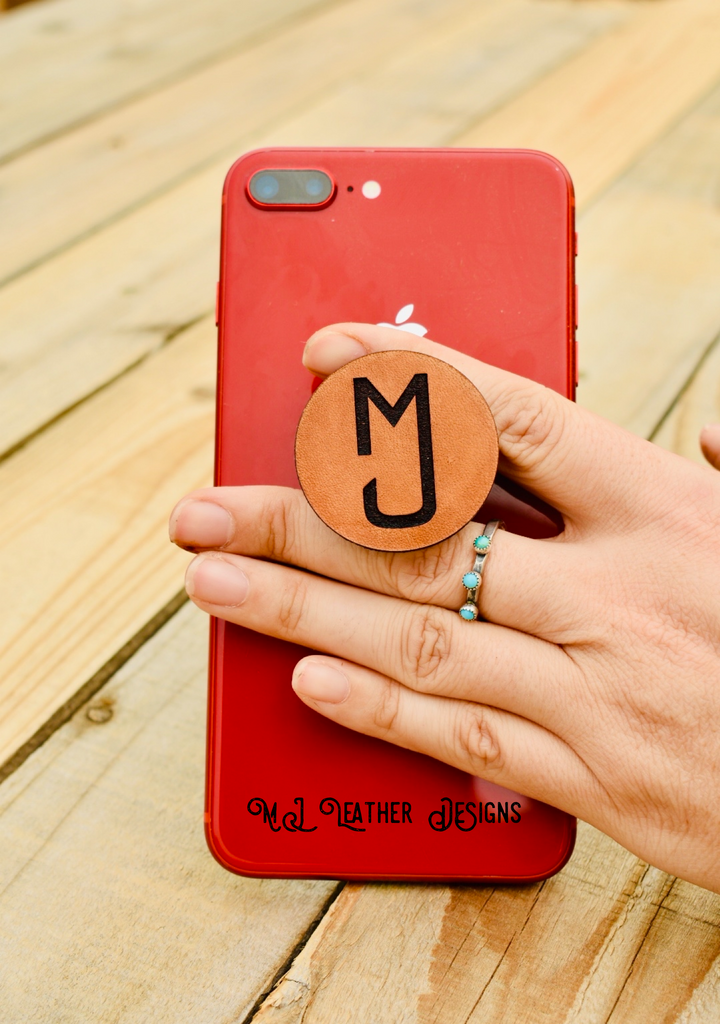 Custom Leather Pop Socket MJ Leather Designs